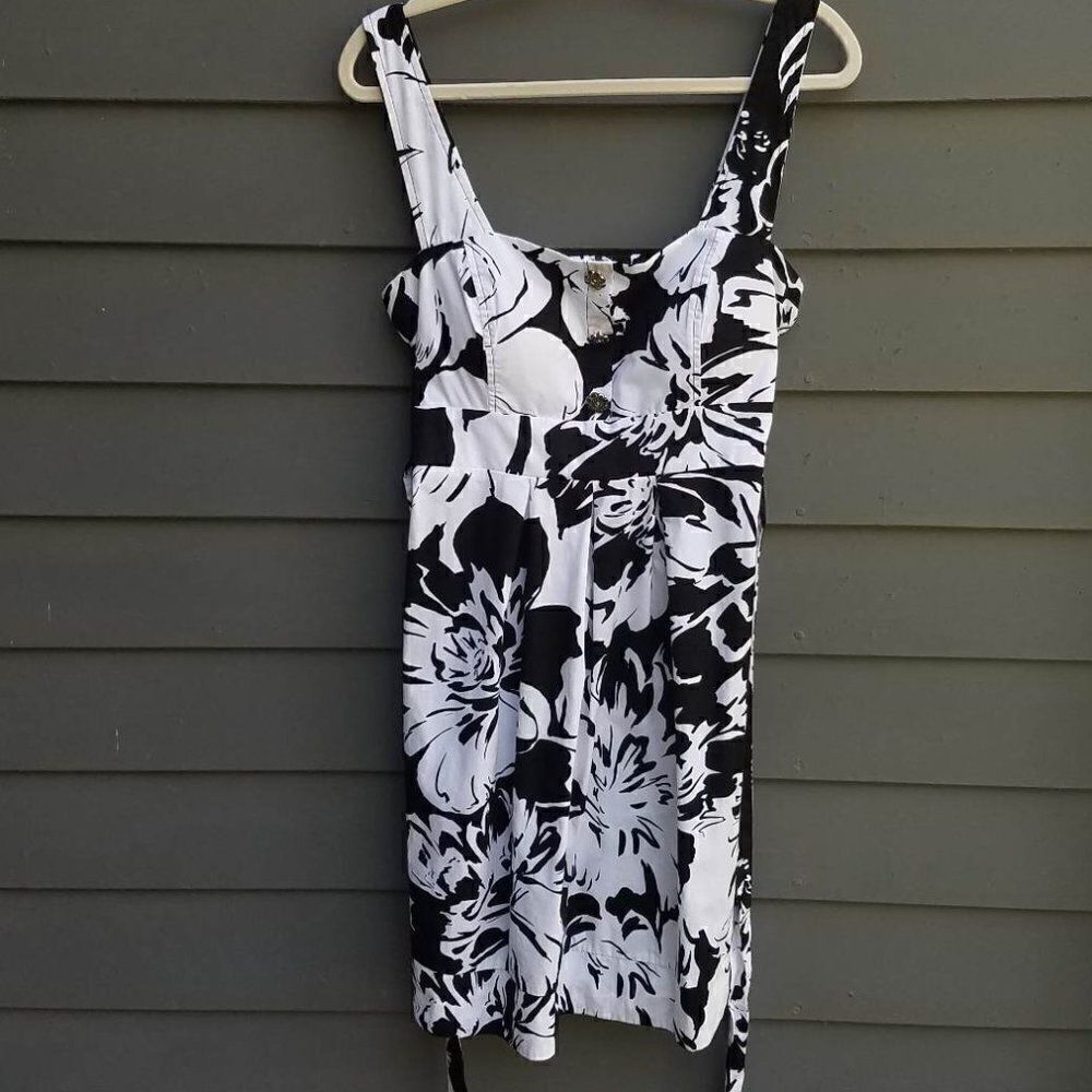 B Smart Black White Floral fit and flare Sundress Size 14